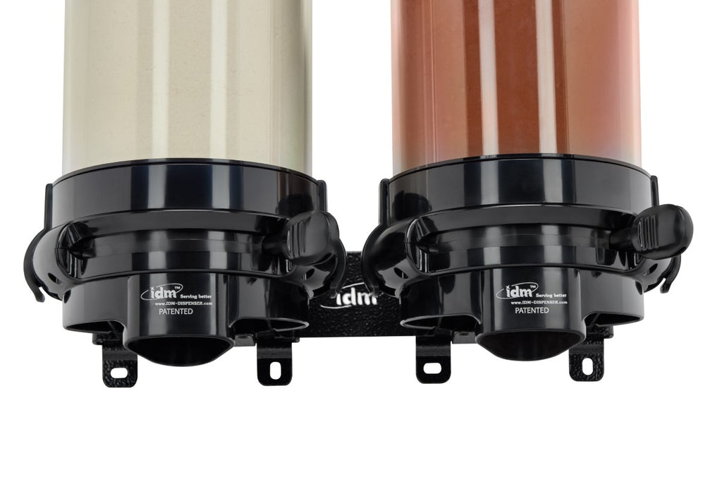IDM Powder Dispenser HLP1-1.5L, Single, wall mounted, powder dispenser.  1.5 liter capacity, metal black brackets, Portion controlled