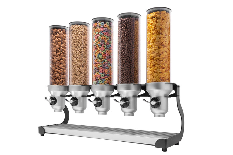 IDM Cereal Dispenser KELL300, Triple, freestanding, food dispenser. 3.5  liter capacity, silver metal stand