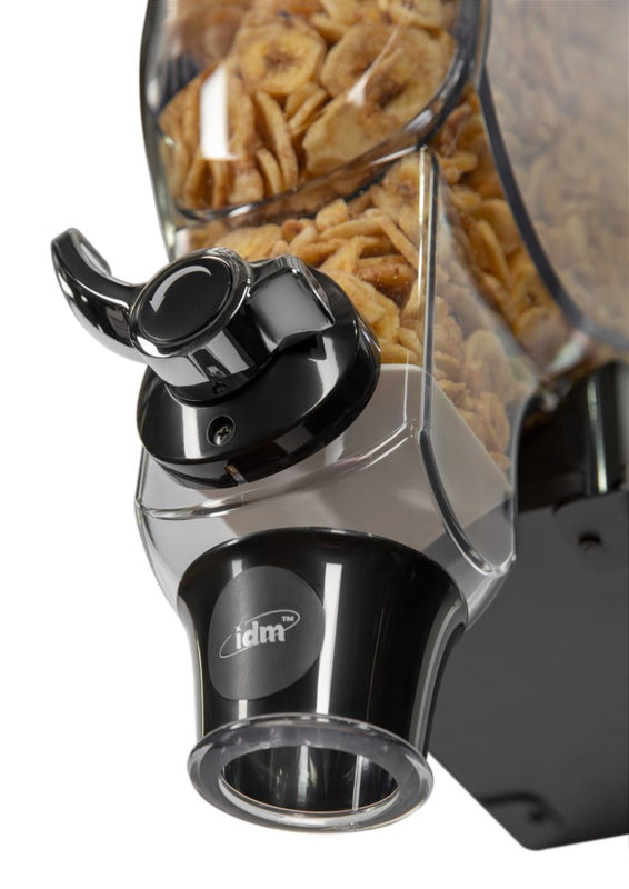 IDM coffee & sugar dispenser DPD3-BL, Triple, freestanding Coffee or sugar  dispenser, 1.5L capacity, black metal stand, Portion controlled