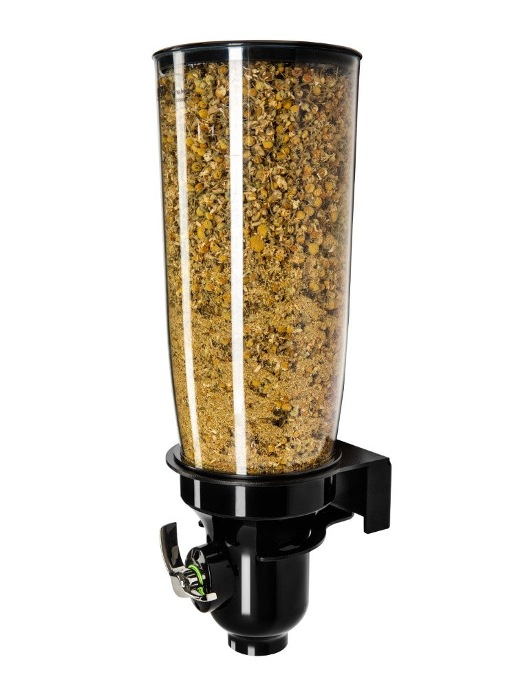 DH10-BL-FF_Single Wall Mounted_Loose Tea Dispenser_Black_IDM Dispenser 