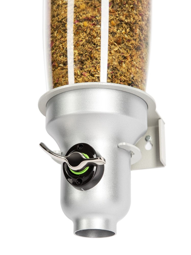 DH10-FF_Single Wall Mounted_Loose Tea Dispenser_Silver_IDM Dispenser 