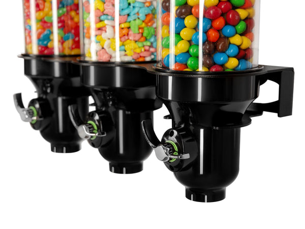 DH30-BL-FF_Triple Wall Mounted_Candy Dispenser_Black_IDM Dispenser 