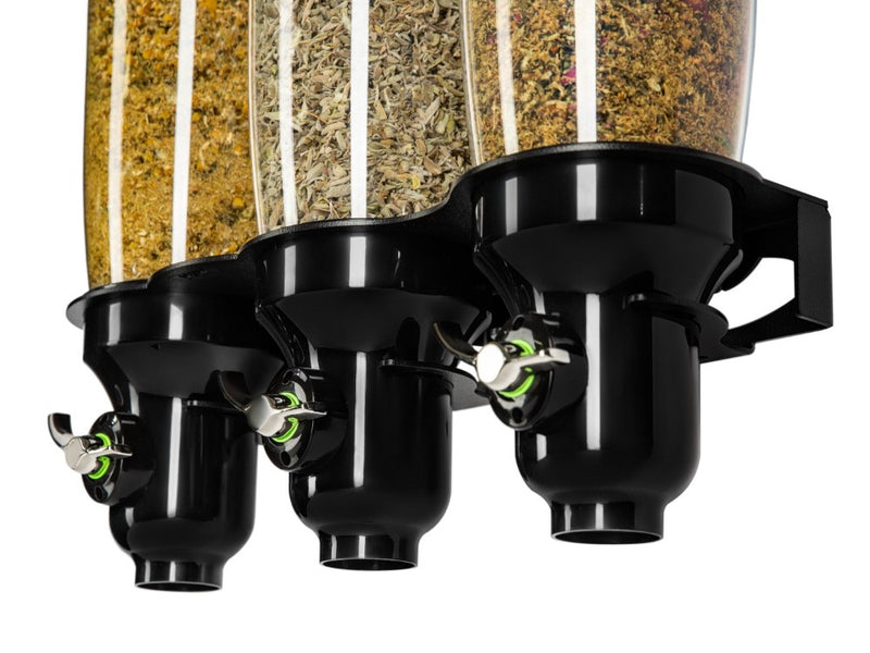 DH30-BL-FF_Triple Loose Tea Dispenser_Black_IDM Dispenser 