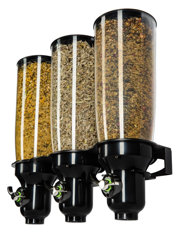 DH30-BL-FF_Triple Loose Tea Dispenser_Black_IDM Dispenser 