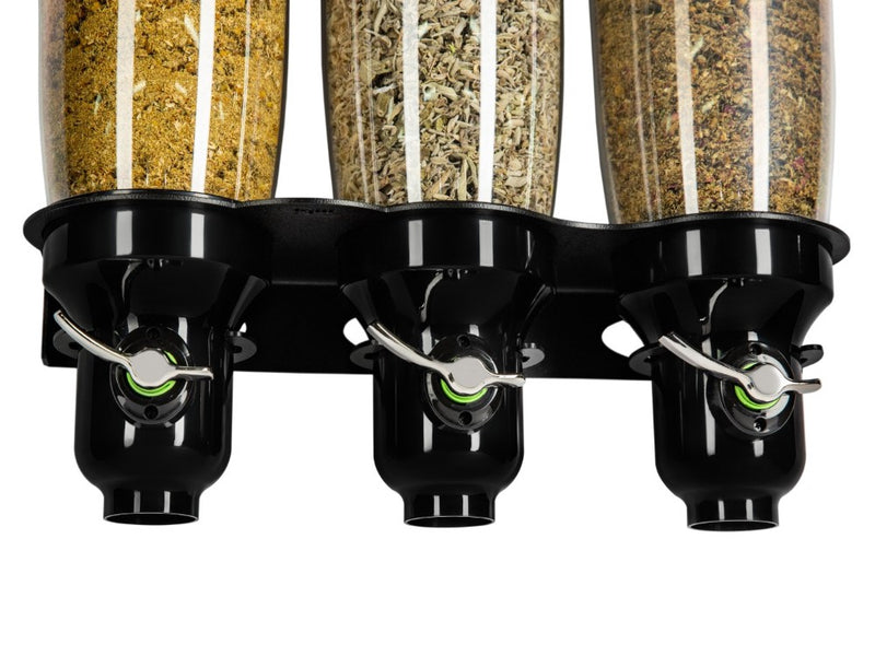 DH30-BL-FF_Triple Loose Tea Dispenser_Black_IDM Dispenser 