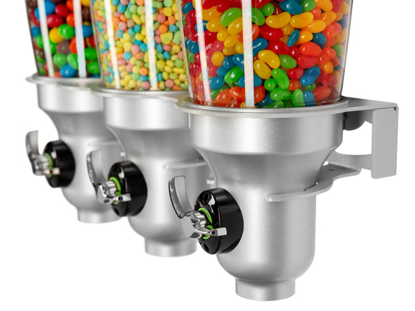 DH30-FF_Triple Wall Mounted_Candy Dispenser_Silver_IDM Dispenser 
