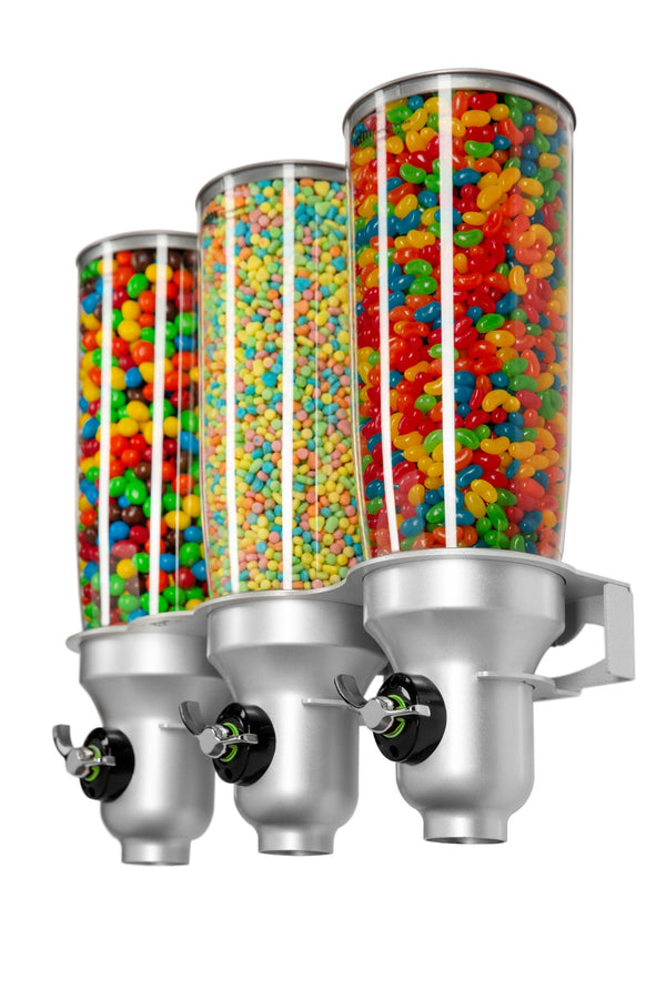 DH30-FF_Triple Wall Mounted_Candy Dispenser_Silver_IDM Dispenser 