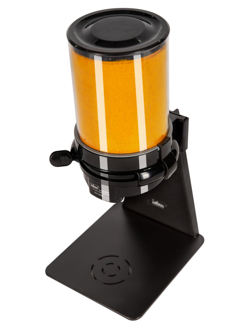 IDM Spice Dispenser DLP1 1.5L Single freestanding Spice storage. 1.5 liter capacity metal black stand Portion controlled Pro Portion mechanism IDM LTD